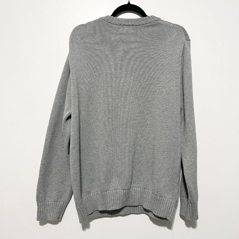 LL Bean Mens Thick 100%  Cotton Sweater L Gray Crewneck Preppy Normcore Heritage